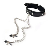 Stainless Steel Metal Chain Nipple Clamps With Leather Choker