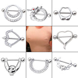 Fashion New Skull Punk Boys and Girls Piercing Jewelry Heart Nipple Ring Nipple Nails