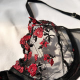 Sexy Sheer Set Women's Underwear Exotic Bra Set Embroidered Print Brassiere Women's Push Up Thin Bralette