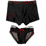 New Heart Printed Couples Underwear Sexy Panties and Men's Breathable Boxers