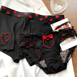 New Heart Printed Couples Underwear Sexy Panties and Men's Breathable Boxers