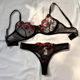 Sexy Sheer Set Women's Underwear Exotic Bra Set Embroidered Print Brassiere Women's Push Up Thin Bralette