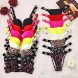 Sexy Push Up Bra and Panty 2 Pcs Sets Rhinestone Women Underwear Comfortable Brassiere Adjustable