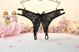 Crotchless Women's Lingerie Bowknot Underwear, Sexy Lace Thong Temptation Sheer Lingerie