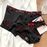 New Heart Printed Couples Underwear Sexy Panties and Men's Breathable Boxers