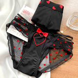 New Heart Printed Couples Underwear Sexy Panties and Men's Breathable Boxers