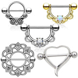 Fashion New Skull Punk Boys and Girls Piercing Jewelry Heart Nipple Ring Nipple Nails